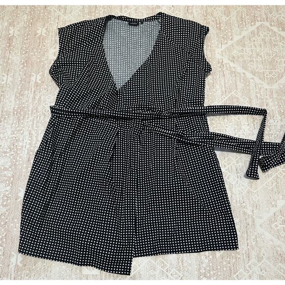 Kate Spade Saturday Wrap Dress White Square Black Size Large Cotton Blend - Picture 4 of 11
